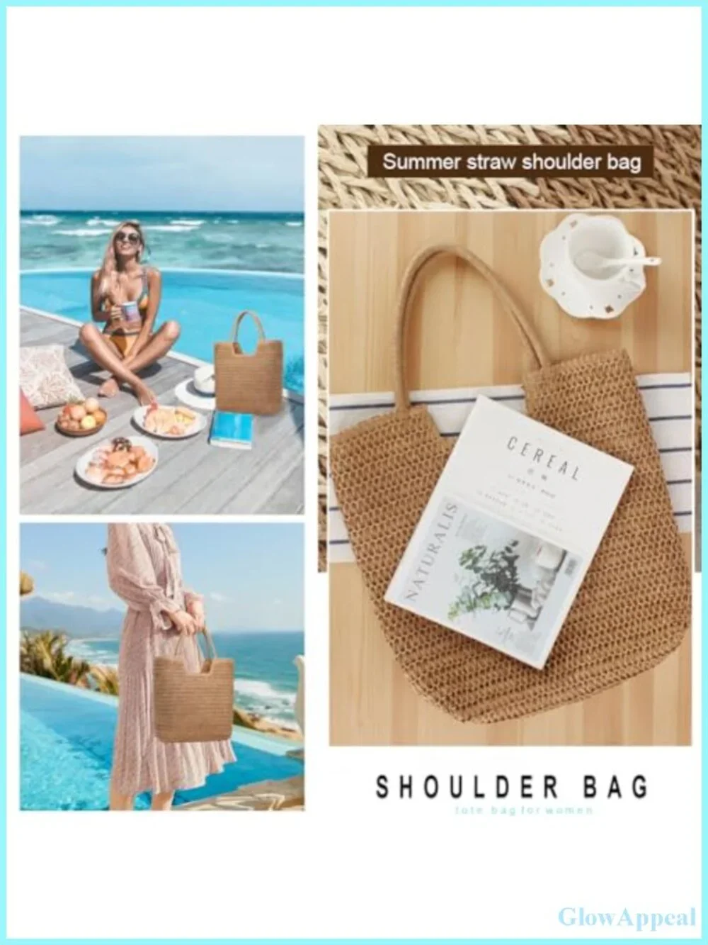 Straw Beach Tote Bag for Women Summer Woven Shoulder Hobo Purse